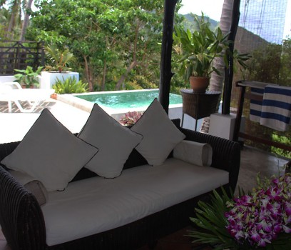 Outdoor sitting area and plunge pool